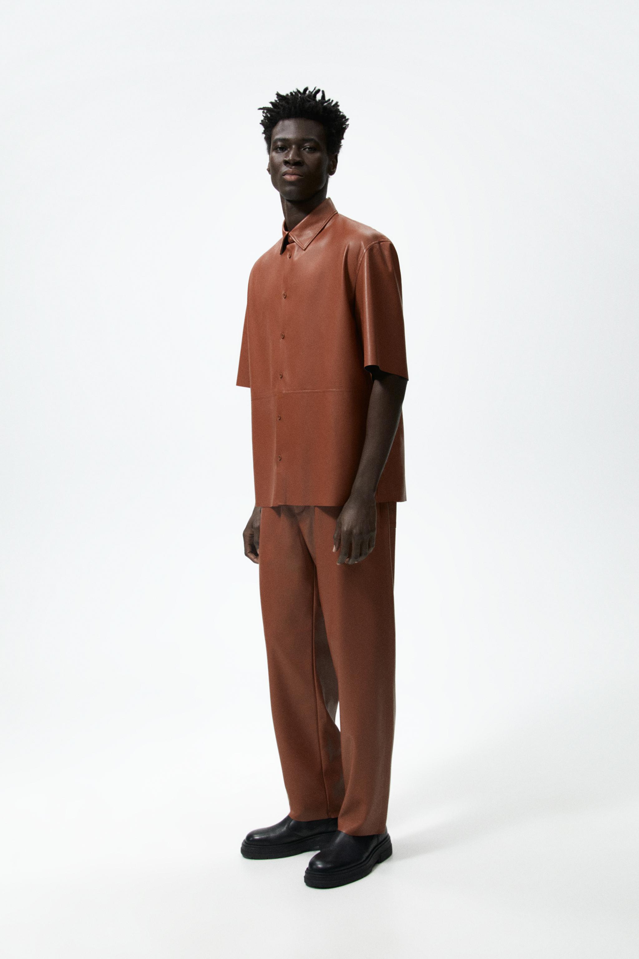 Zara faux leather top store